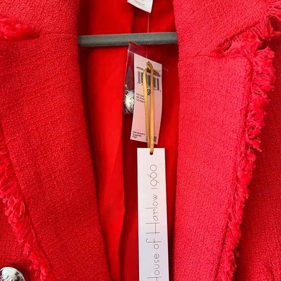 NWT $259 House of Harlow Red Tweed Double Breasted
Blazer Frayed Trim - Picture 8 of 11